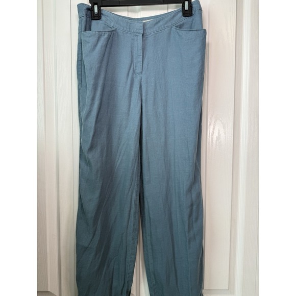 J. Jill Pants - J. Jill Women's Linen Pants Size 8P Petite Blue Genuine Fit At Waist
